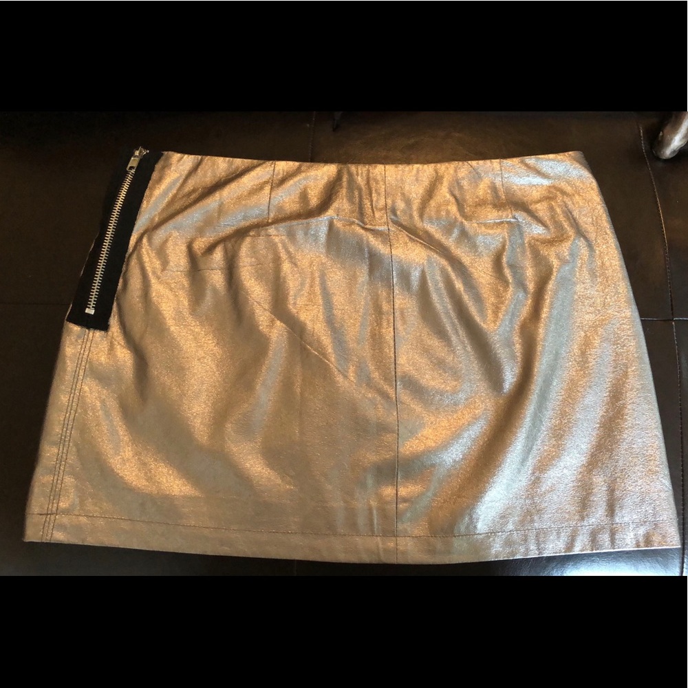 Bebe silver leather like mini skirt